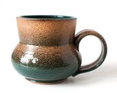 Stoneware Mug, Teal and Wheat Hues, 14 Ounces