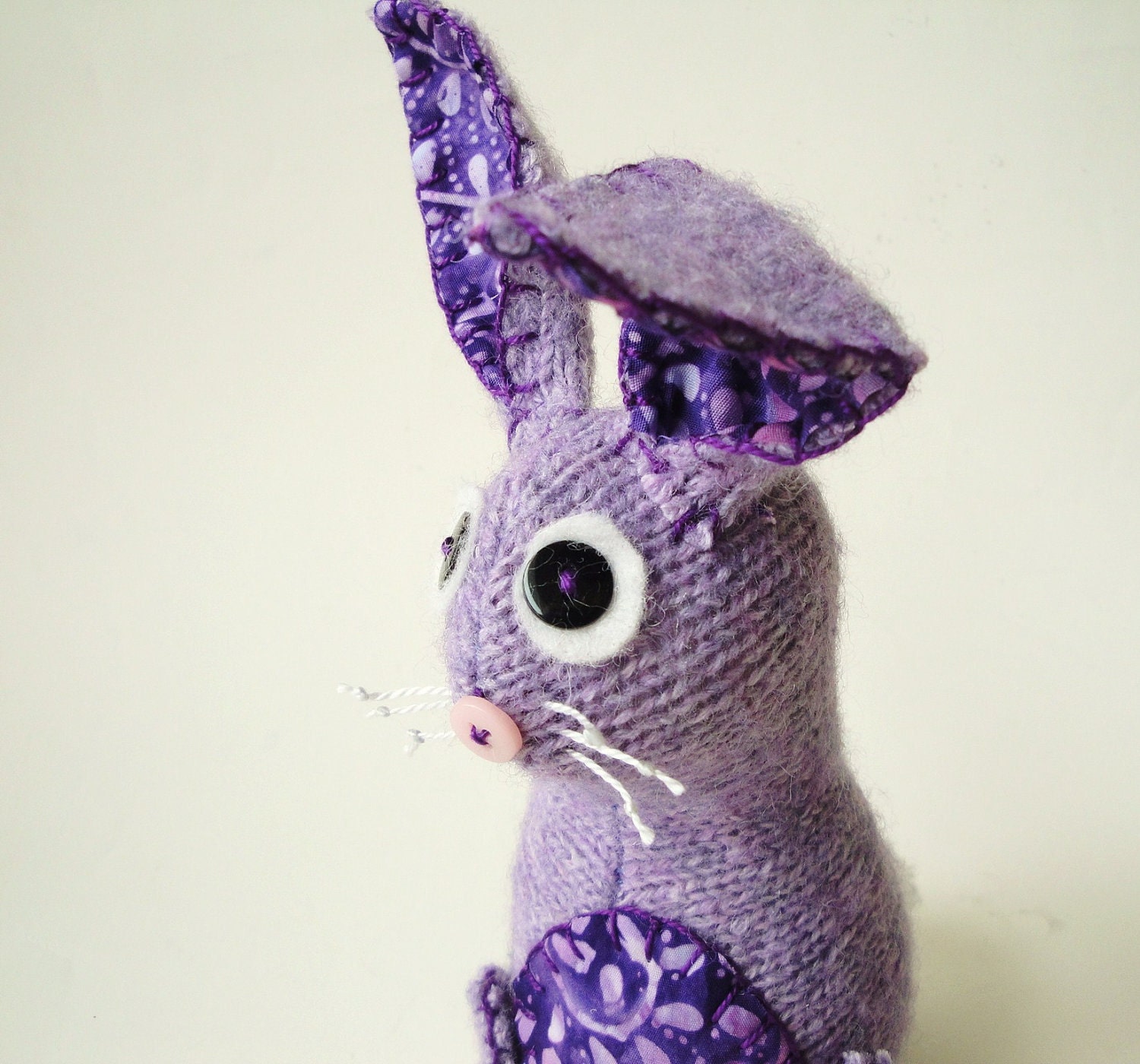 Bunny Rabbit Plush Toy Purple Lavender Upcycled Wool