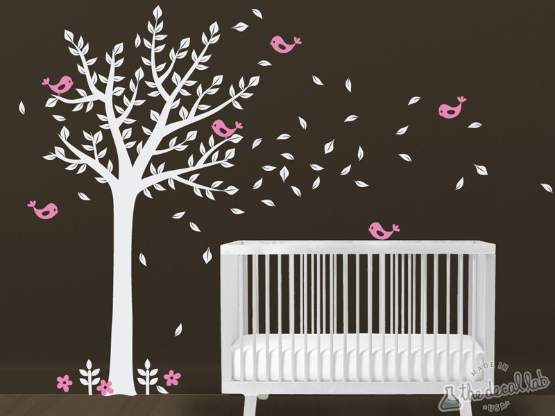 Tree Wall Decal With Birds, Wall Decor for Kids and Children's Rooms and Baby Nursery