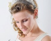 Hair bridal accessories Crystal Bridal headpiece, caplet, Ivory,Something old and something new