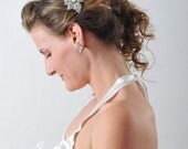 hair bridal accessories,Floral Crystal Brooch Bridal Comb, Bride, Bridal Party Very Elegant Brooch with large Pearl