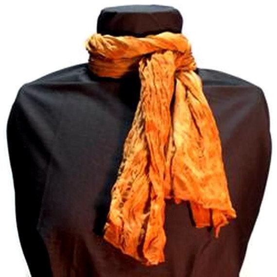 Shibori Silk Scarf tie dyed brown desert sand Medium size