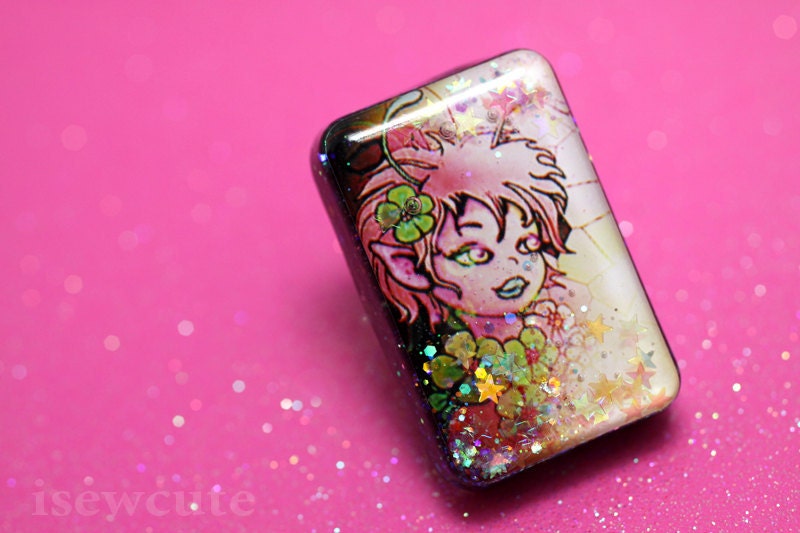 Unique Resin Ring Fairy Wearable Art...Original Pixie Art Print Photo Ring Made with Love by isewcute