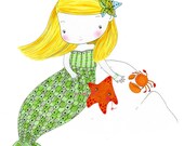 Little mermaid - Kawaii - Siren - Starfish - crab