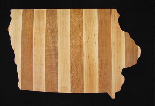 Woodbob.com Creative Gifts Iowa Personalized State Shaped Cutting Board