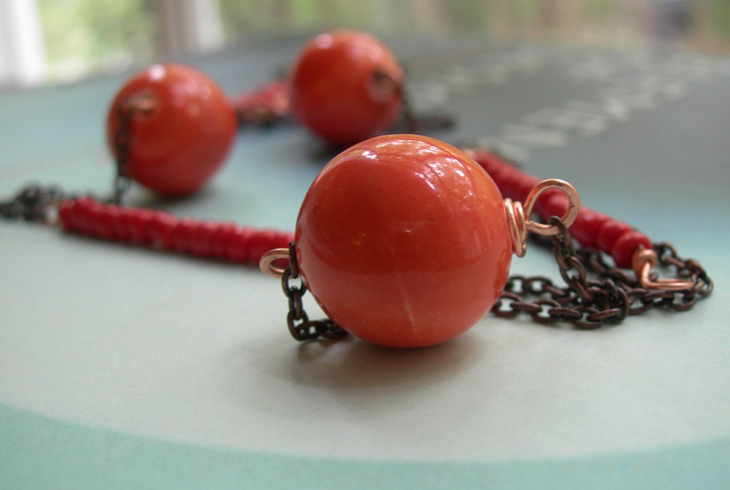 Orange and Red Long necklace