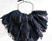 Sale Banshee: Trash Glam Shabby Nylon and Lace Metal Choker