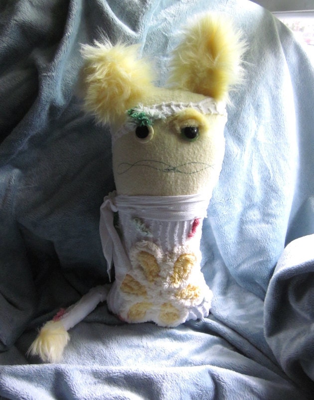 The Sillys OOAK Soft and Cute Plushie Creature - Vintage Sunshine is appx 12in x 5in from Ear Tip