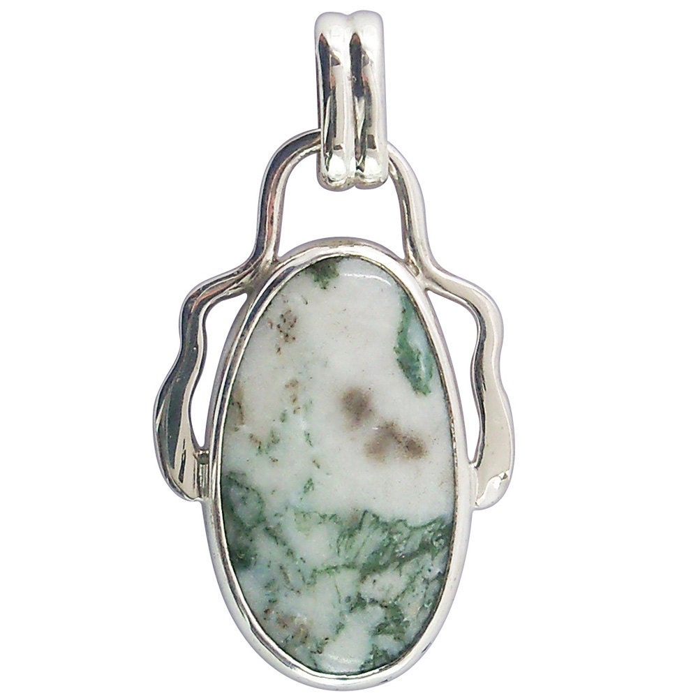 Tree Agate and Sterling Silver Pendant  ptref2000
