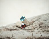 Garnet and Sky Blue Topaz 4 Gauge Reversible Two-Sided Plugs