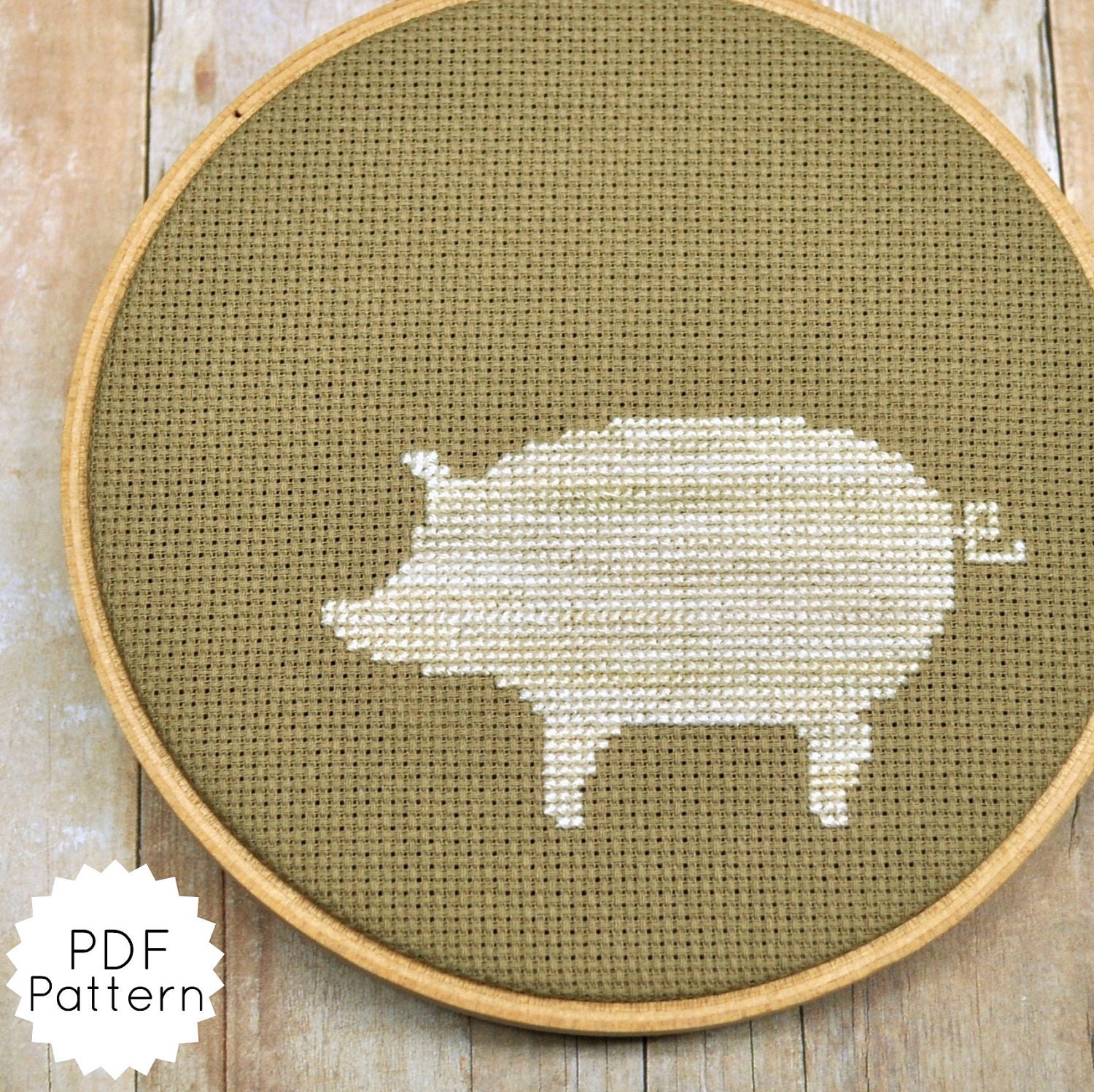 Pig Cross Stitch Pattern Download, sent by email