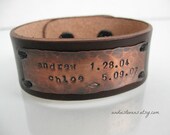 Leather and Rustic Copper Unisex Cuff Bracelet Fathers Day