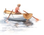 Boat Painting - B054- print of watercolor painting -5 by 7 print - Splodgepodge Boat Painting - B054- print of watercolor painting -5 by 7 print - Splodgepodge