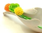 Hairpins Summer Citrus Garden Trio in Lemon Lime Tangerine Rose Mum Dahlia - bhpeters