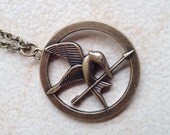 Hunger Games Logo Pendant  Bronze  Necklace Inspired ,arrow Necklace