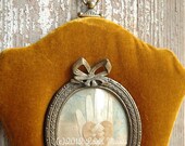 For Mother's Day - Love Token 7 Heart in Hand Papercutting Love Token in Vintage Gold Velvet Frame