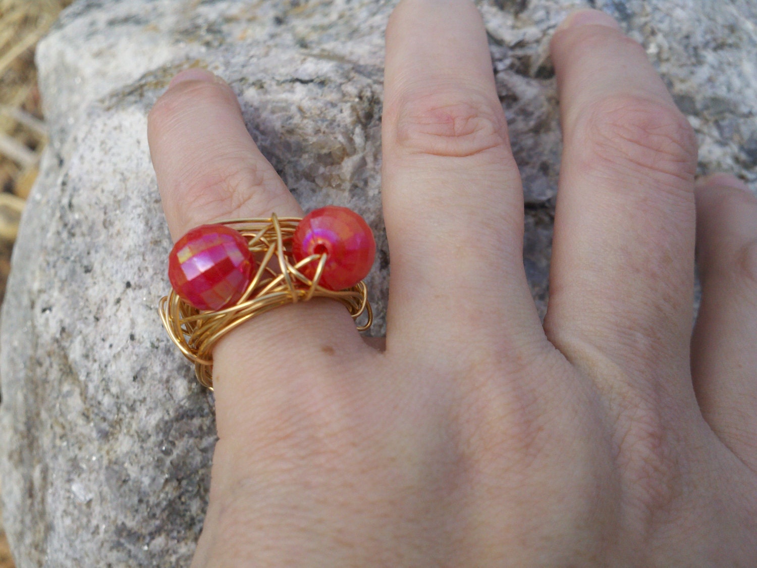SALE Red Apple Ring Merlin's Gold The Nebulus 7US
