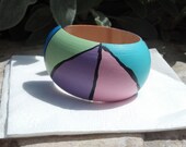 Modern Retro Tribal Cuff Handpainted Wood DISCOUNTED