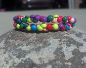 Skittles colorful beaded loop wrap bracelet funky fun