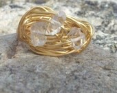 3 Herkimer Ring The Nebulus in Merlin's Gold size 6 US Stunning