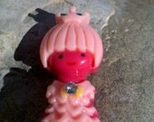 Pink girl pendant with Rhinestone on your color choice ribbon necklace