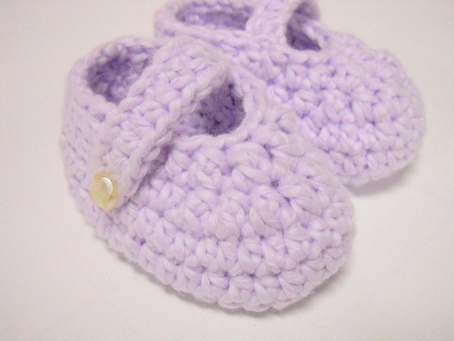 Mary Jane Booties/  Lavender Crocheted Baby Shower Gift