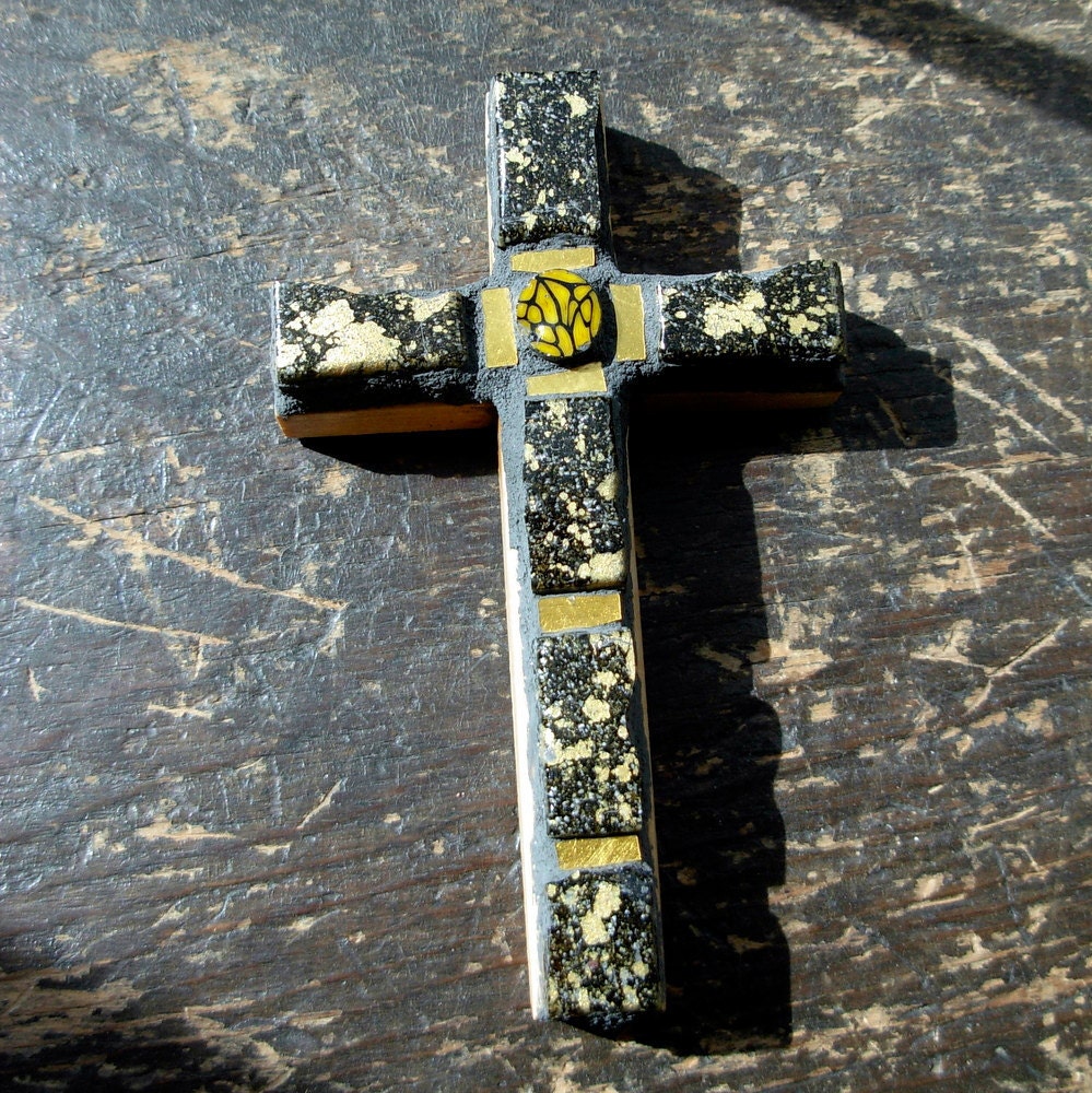 Golden Yellow and Black Confirmation Cross