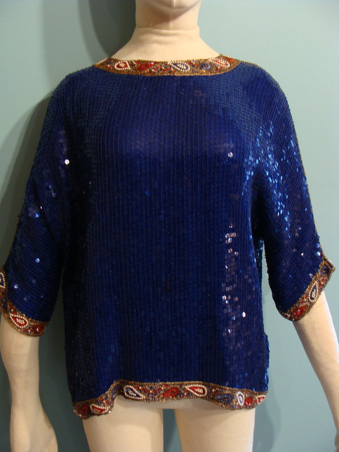 Dark Blue Sequin Top