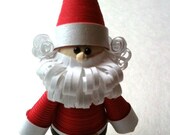 Santa Christmas Ornament Paper Quilled in Bright Holiday Red with Curly Beard
