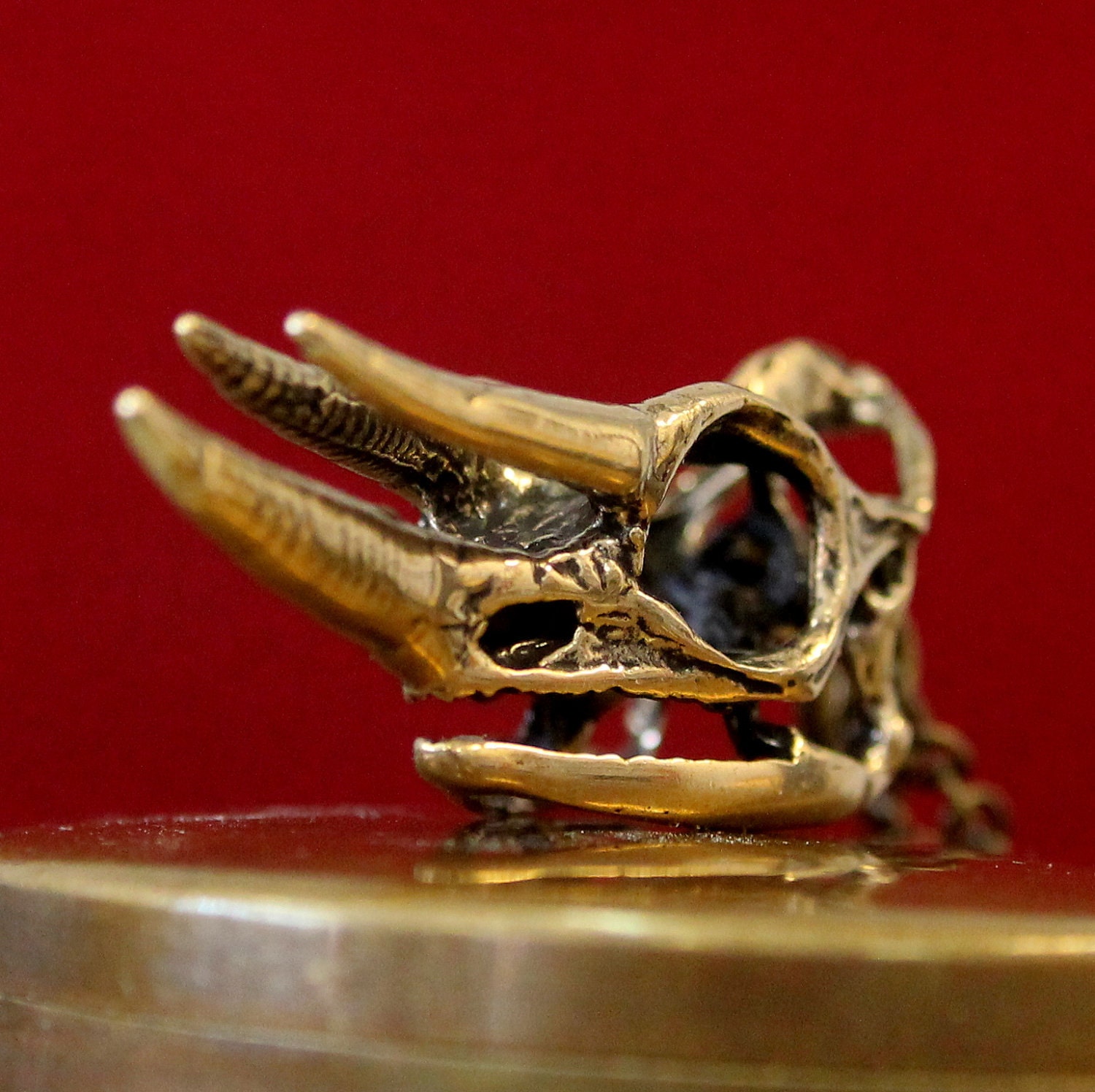 Bronze Jackson's Chameleon Skull Pendant Necklace - Moon Raven Designs