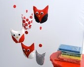 Red, Black and White Owl Mobile for the Modern Baby