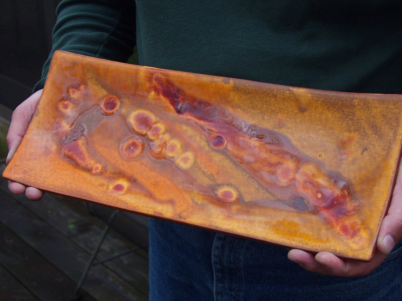 Rectangular Curved Serving Platter Spiced Pumpkin