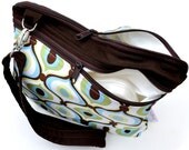 Medium Double Pocket Wet Bag / Adjustable and Removable Strap / Michael Miller Feeling Groovy Fabric  / Diapers / Gym / Swim / SEALED SEAMS - monkeyfootdesigns