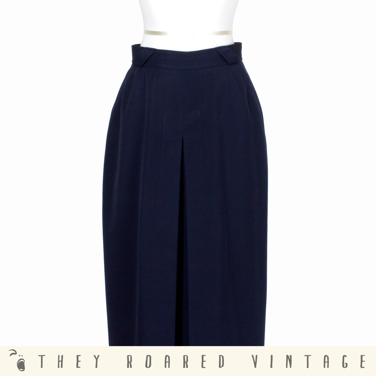 80s Louis Féraud Skirt Designer Vintage Navy Blue Medium