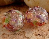 BUTCHART GARDENS Silver Sparkle Earring Pair - Set of 2 Handmade Lampwork Beads