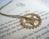 Golden Cog necklace - brass watch cog - handmade