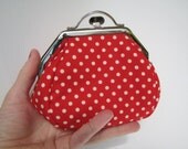 Red and white polka dots frame purse - blackbirdbag