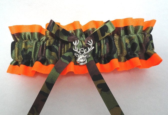 Neon Orange and Camo Hunter Garter-Camoflauge-Redneck-Military