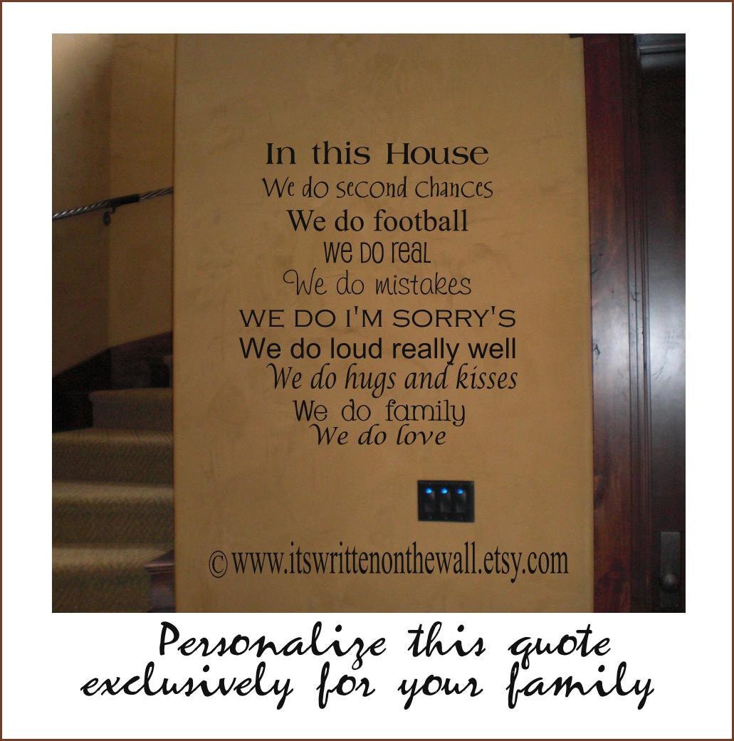 CUSTOMIZE In this House we do second chances 22x20 Vinyl Lettering Wall Saying-Unlimited Items ship for 3.50