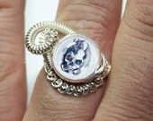Adjustable Steampunk Wire Wrap Taxidermy Evil Dragon on Skull Ring