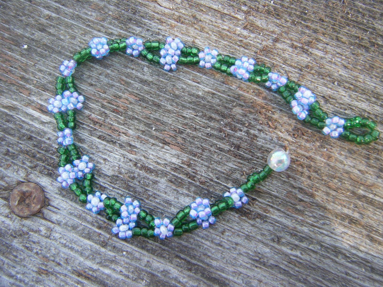 Beadwork flower chain bracelet.