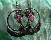 Hamsa Coin Hoop Earrings