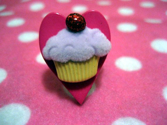 Cupcake Love Heart Ring