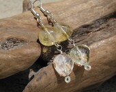 Citrine Yellow Quartz Faceted Gemstone Handmade Dangle Earrings