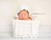 Vintage Style Bonnet with Swarovski pearls- newborn only/12 colors -MADE TO ORDER