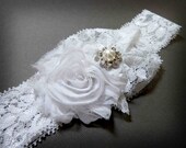 Bridal Garter, White Ruffles and Lace, Vintage Inspired, Wedding Garter, FREE SHIPPING