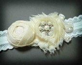 Ivory Bridal Garter, Lace Garter, Vintage Inspired, Cream Wedding Garter, FREE SHIPPING