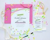 NEON Bridal Shower or Birthday Party Invitation - Neon Confetti and Washi Tape Printable Invitation - Customized Printable Invitation