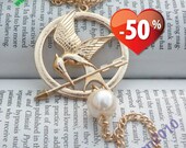 SALE - Retro gold the hunger games Mockingjay arrow pendant hand chain with ring jewelry vintage style