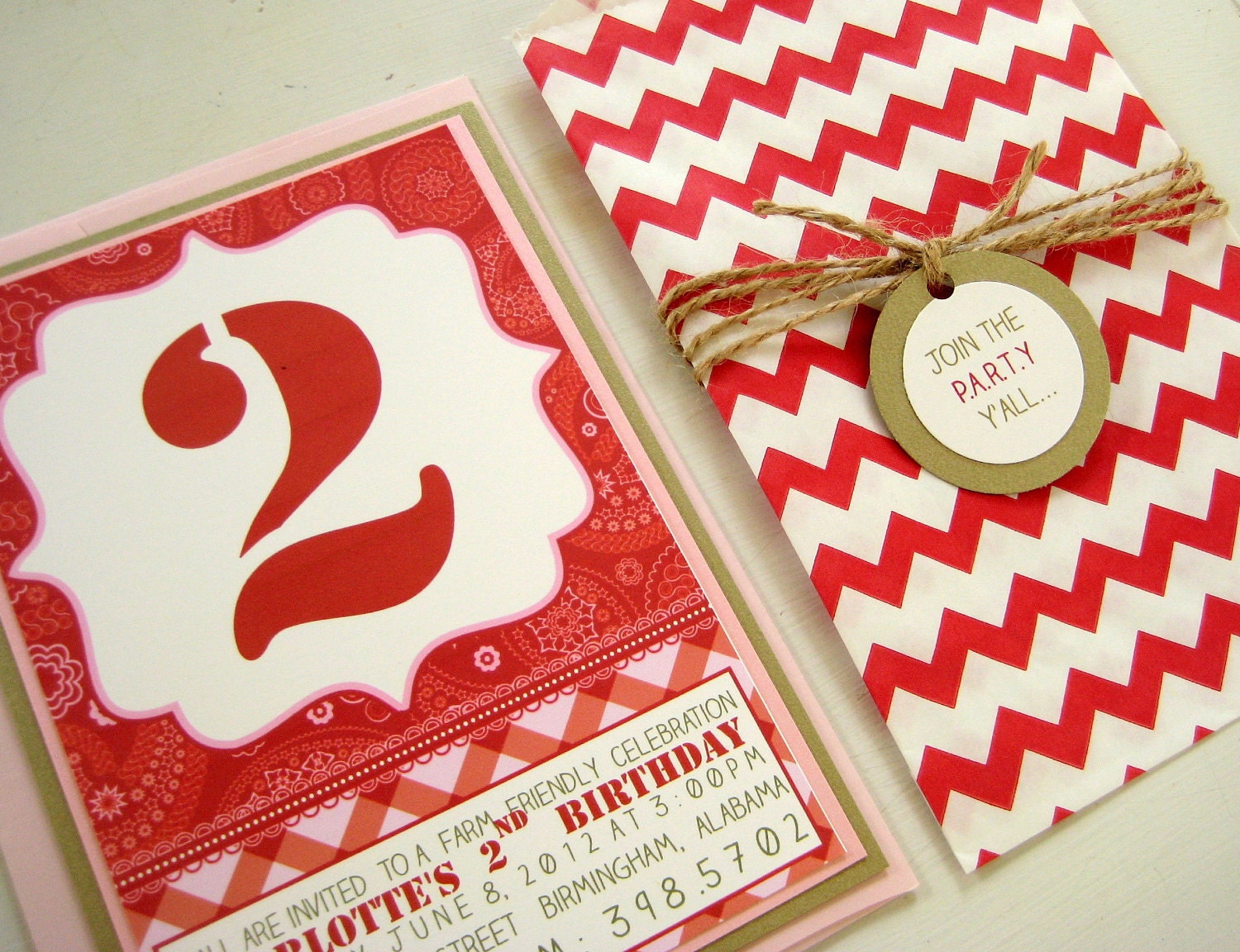 Modern Chevron Barnyard Birthday Invitation